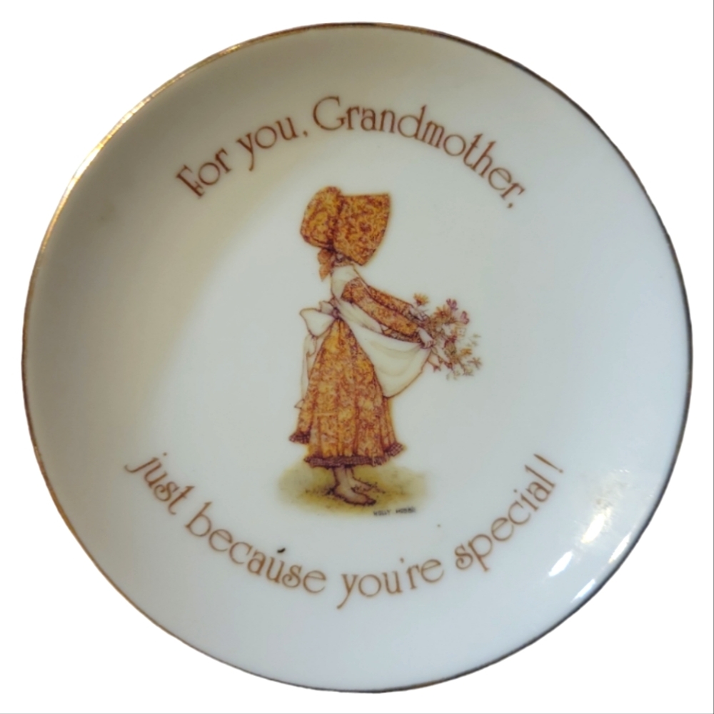 Vtg 78 Holly Hobbie Porcelain Gold Trim Plate Special Grandma Lasting Treasures